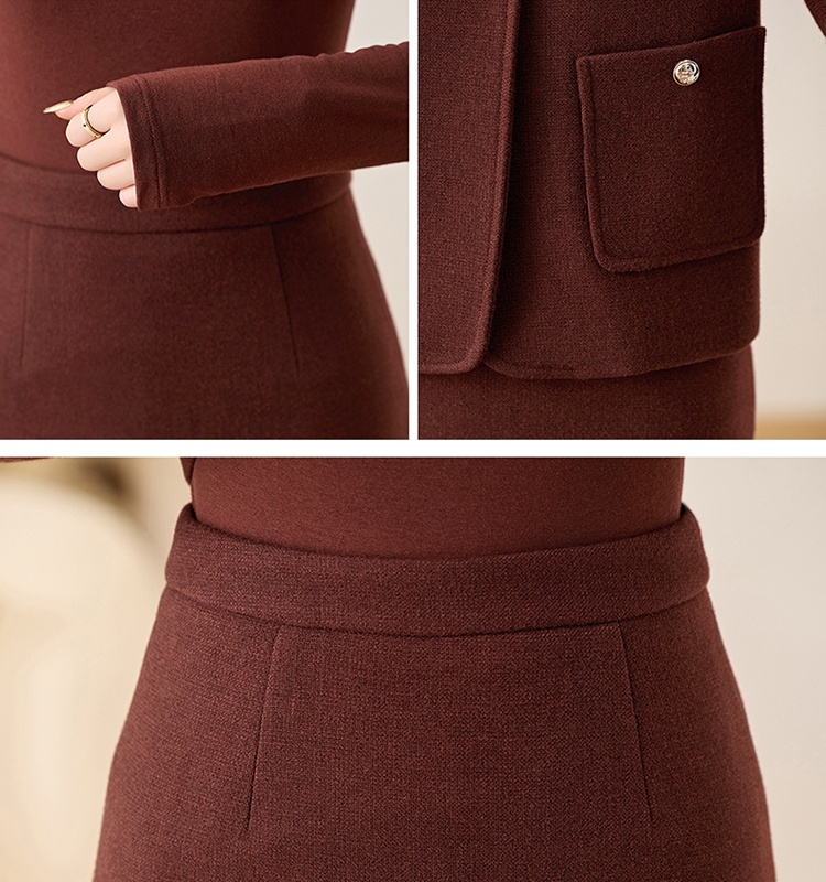 Spring woolen skirt chanelstyle business suit 3pcs set