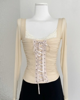 Spicegirl bandage T-shirt lace slim tops for women