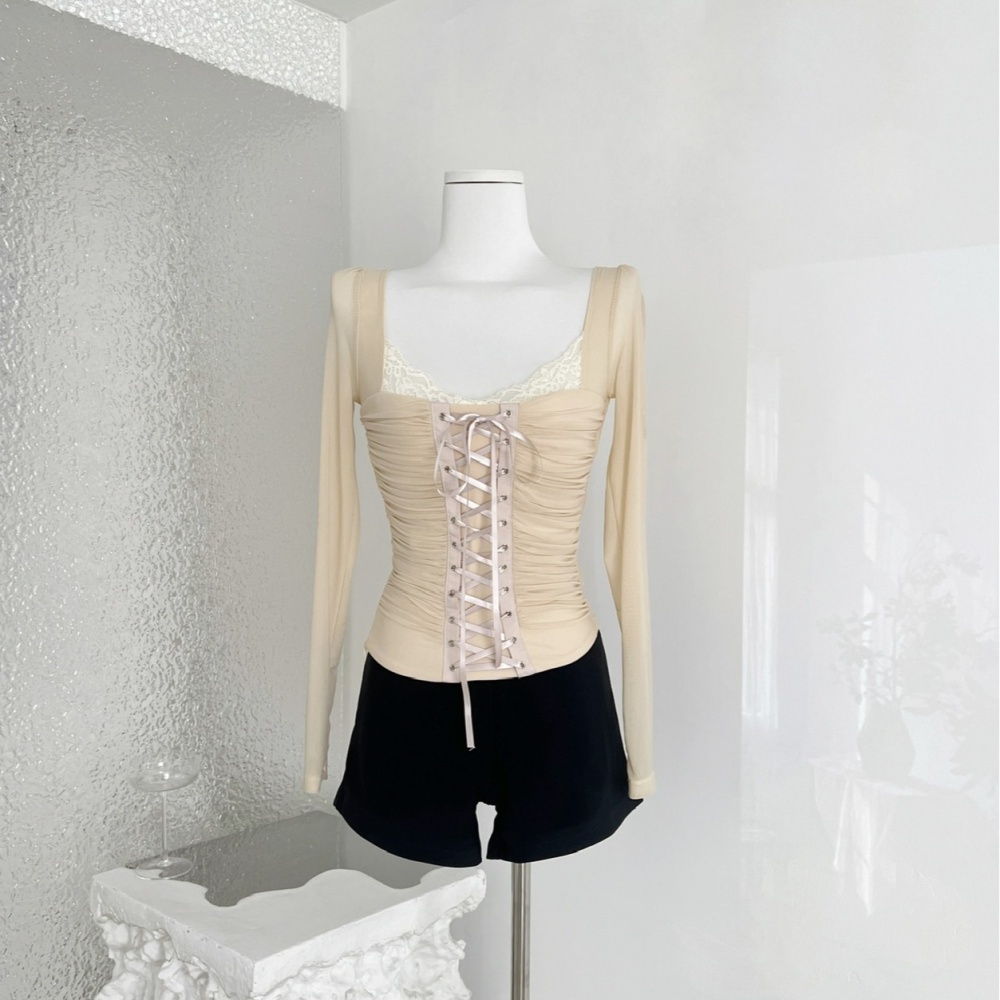 Spicegirl bandage T-shirt lace slim tops for women