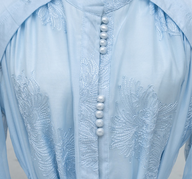 Pure long dress embroidered flowers dress