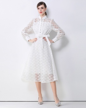 Niche frenum lantern sleeve European style retro dress