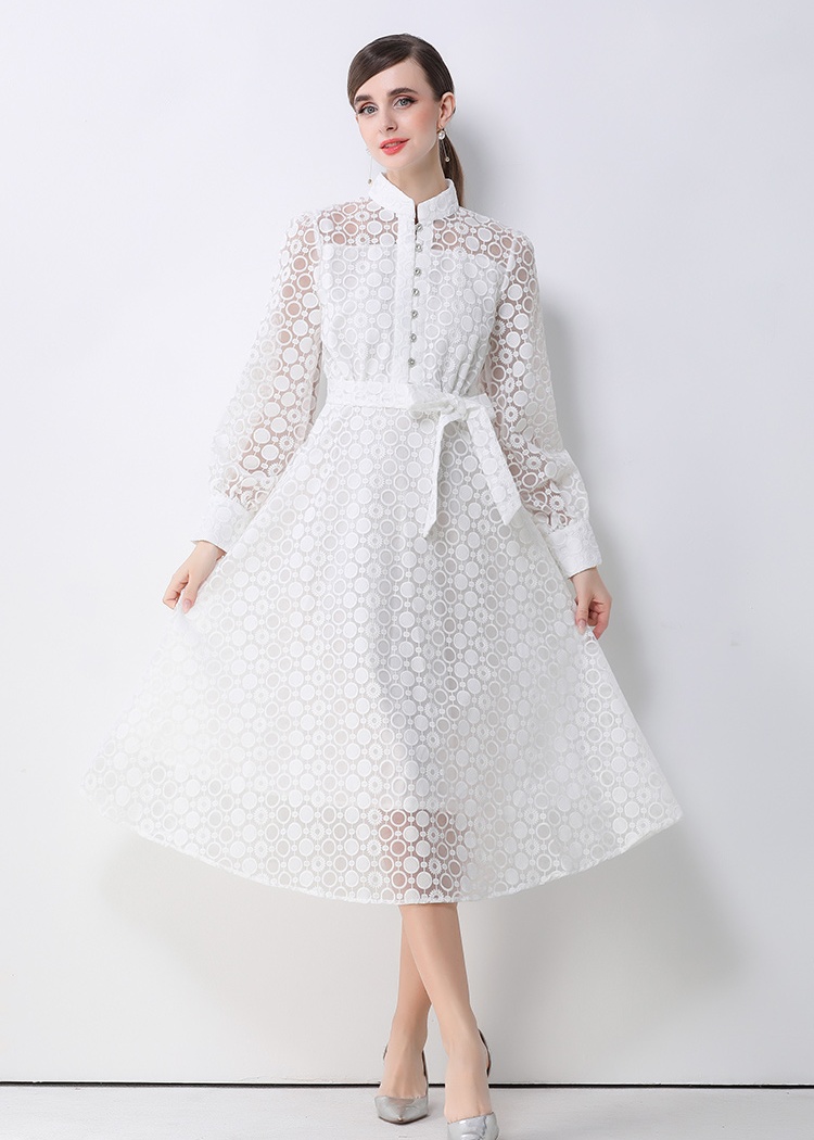 Niche frenum lantern sleeve European style retro dress