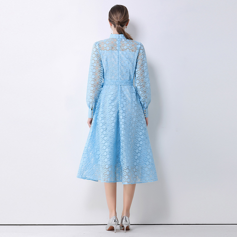 Niche frenum lantern sleeve European style retro dress