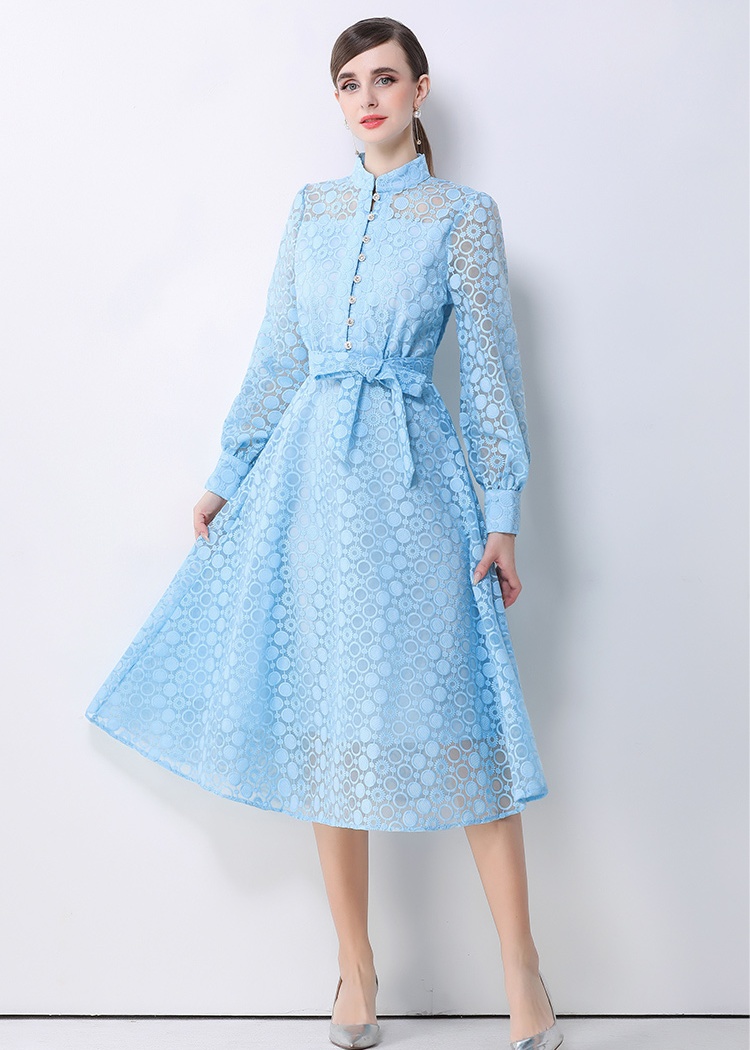 Niche frenum lantern sleeve European style retro dress