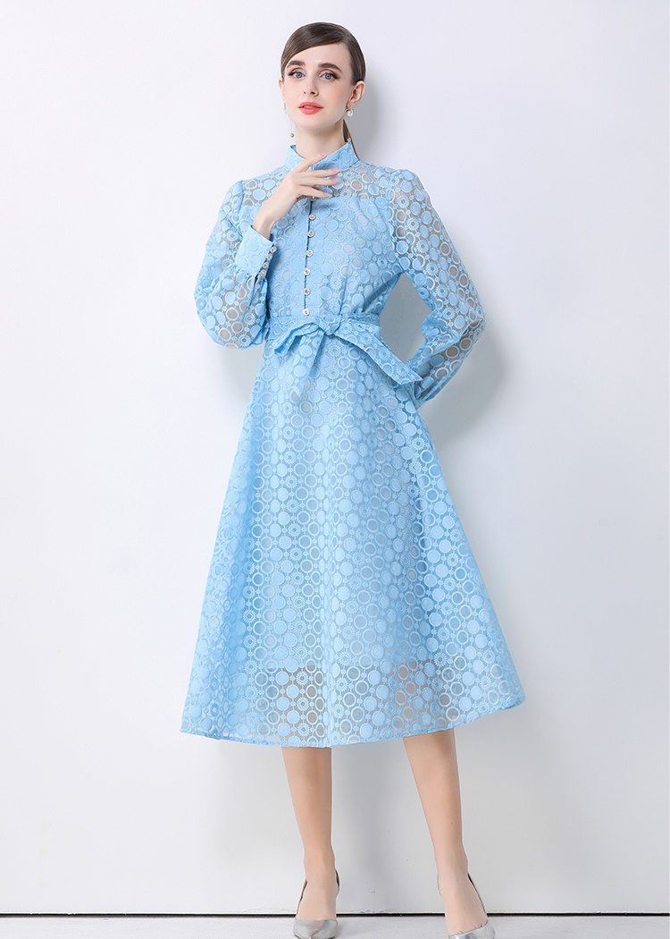 Niche frenum lantern sleeve European style retro dress
