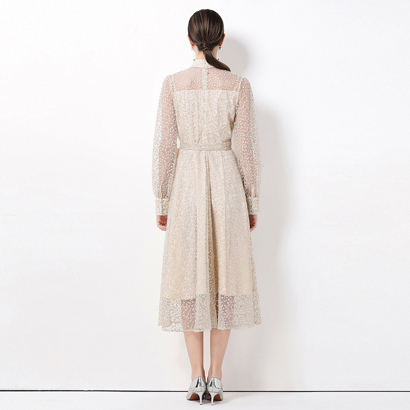 Hollow niche European style frenum embroidery dress