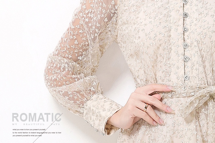 Hollow niche European style frenum embroidery dress