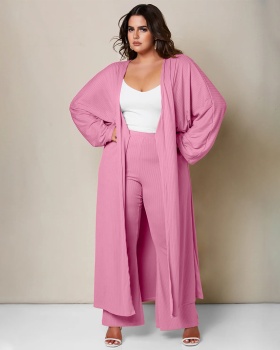 European style long pants long coat a set for women