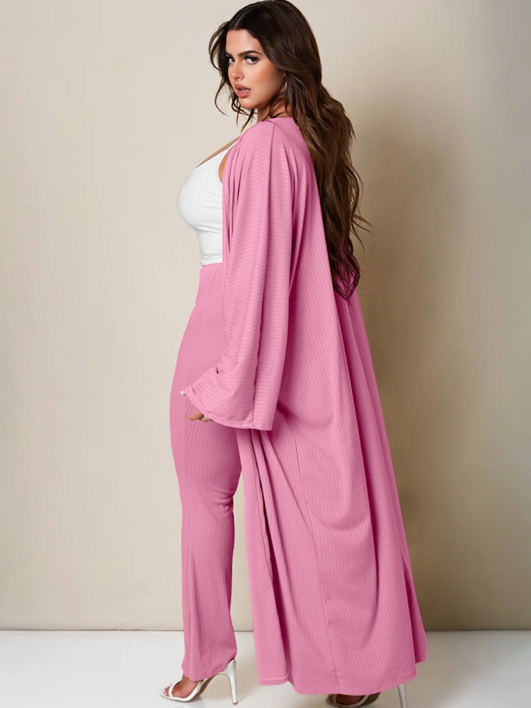 European style long pants long coat a set for women
