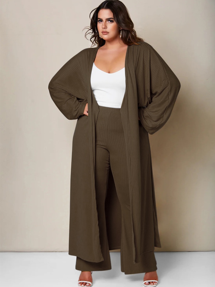 European style long pants long coat a set for women