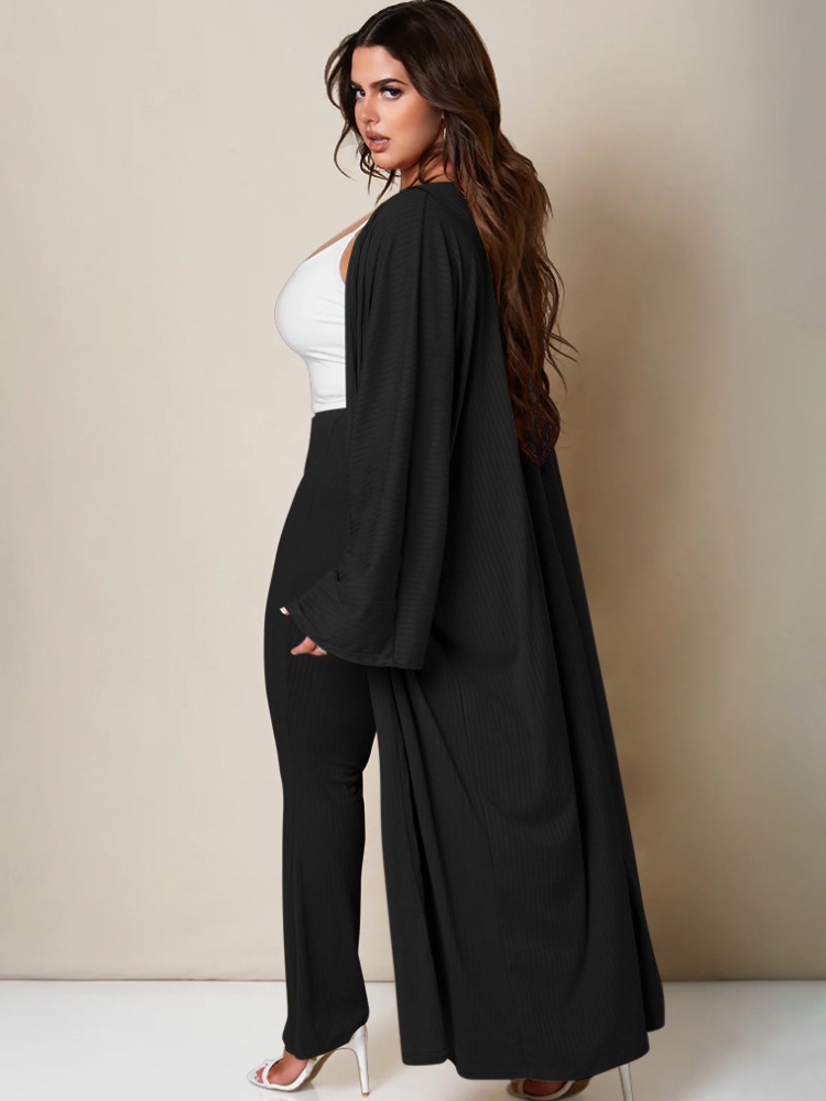 European style long pants long coat a set for women