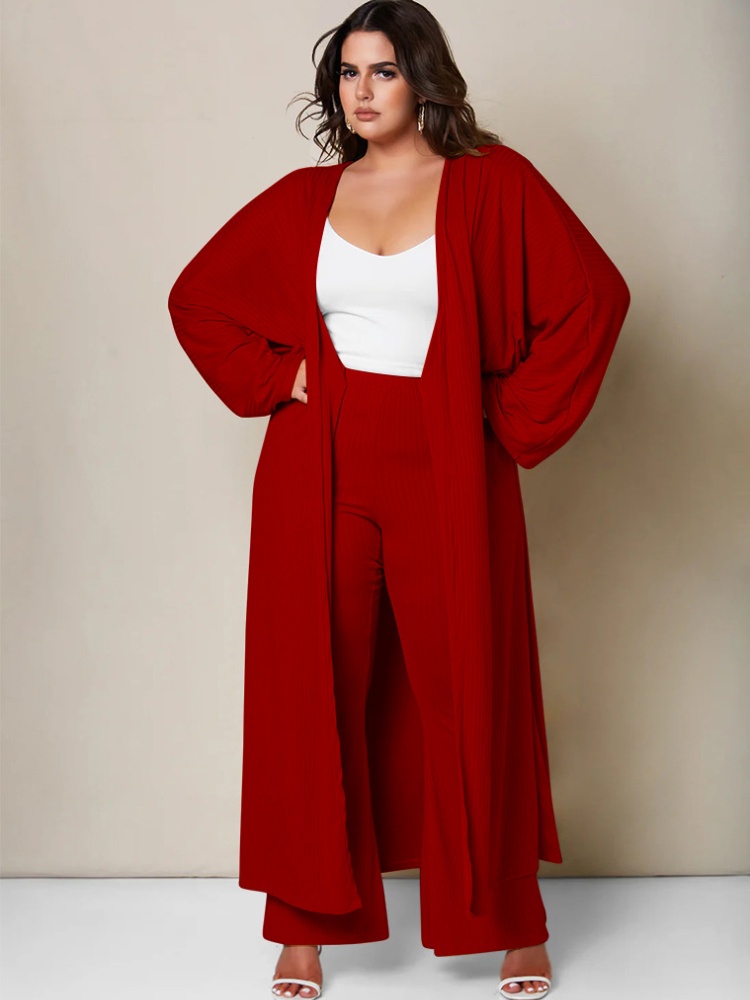 European style long pants long coat a set for women