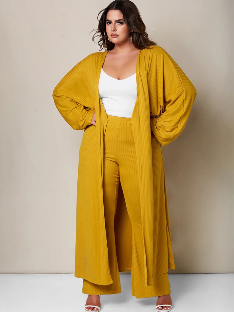 European style long pants long coat a set for women