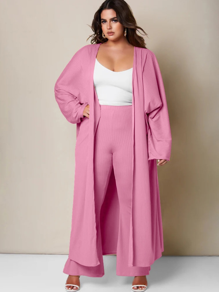 European style long pants long coat a set for women