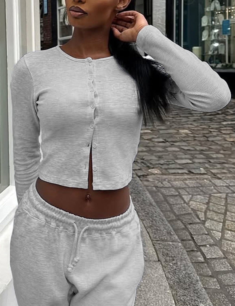 All-match European style shirt Casual long pants a set