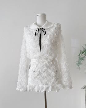 Lace court style skirt slim tops 2pcs set