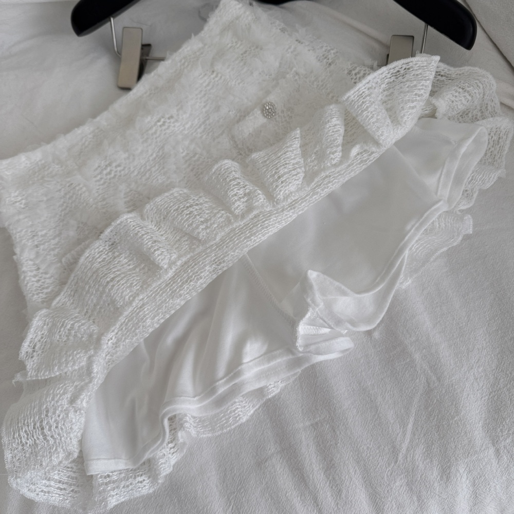 Lace court style skirt slim tops 2pcs set