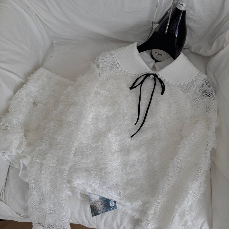 Lace court style skirt slim tops 2pcs set