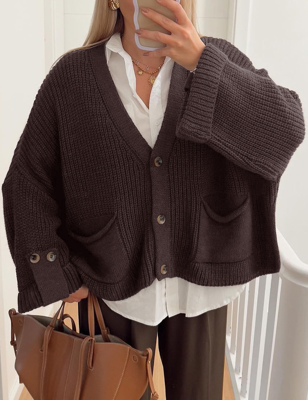 V-neck cardigan autumn and winter sweater for women