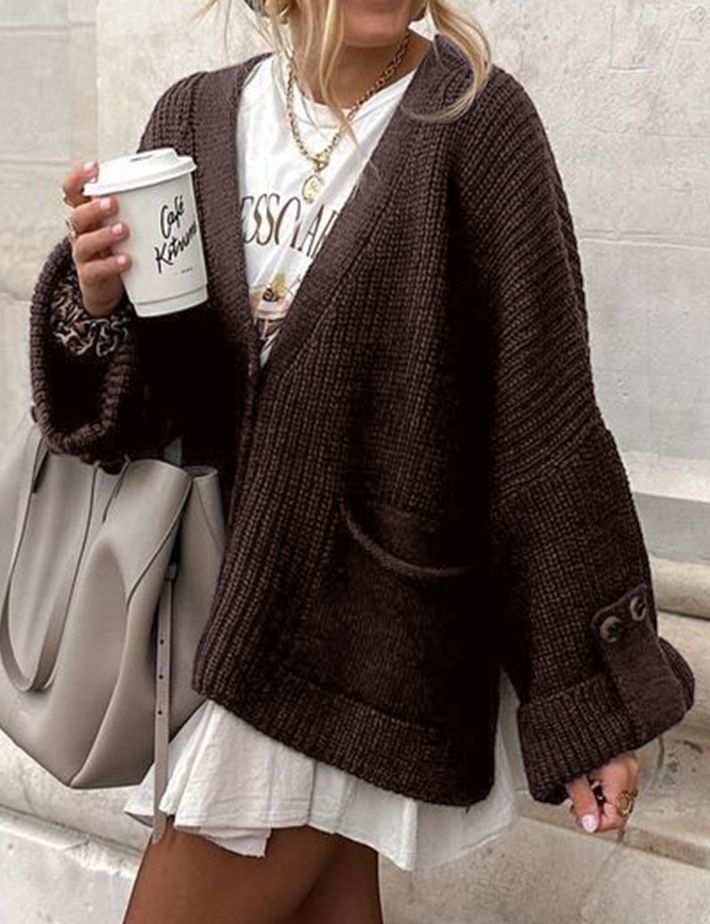 V-neck cardigan autumn and winter sweater for women