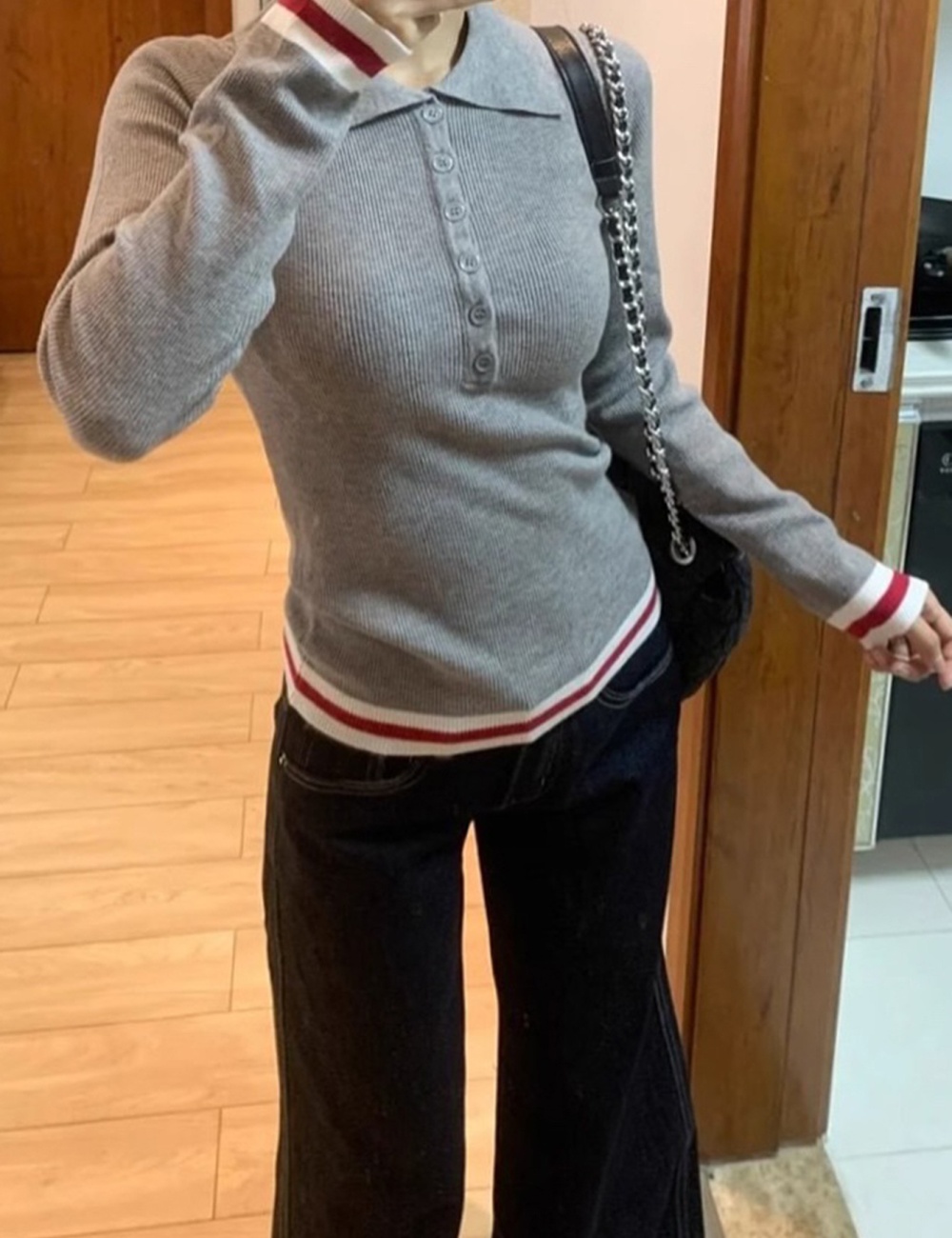 Buckle autumn and winter knitwear tops for women