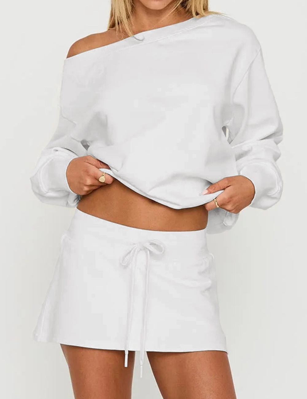 European style tops strapless short skirt a set