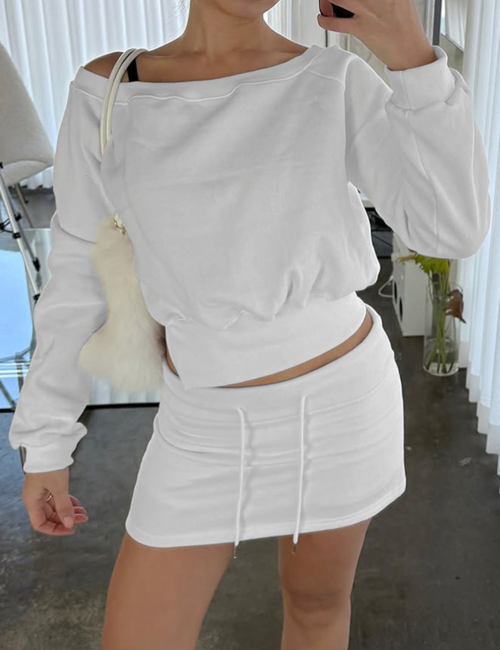 European style tops strapless short skirt a set