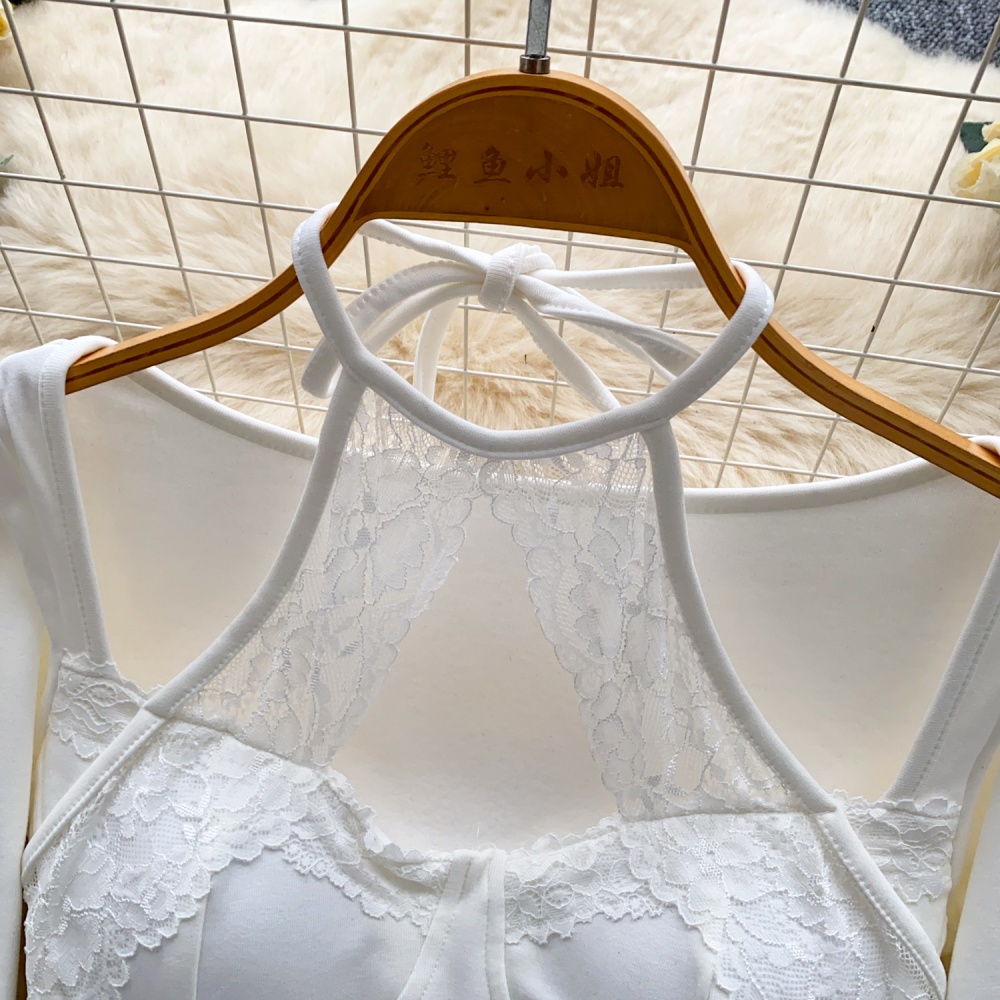 Lace with chest pad T-shirt long sleeve enticement tops