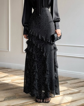 Autumn and winter long skirt lotus leaf edges skirt for women