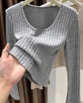 Pit stripe fresh Asian style knitted Casual tops for women