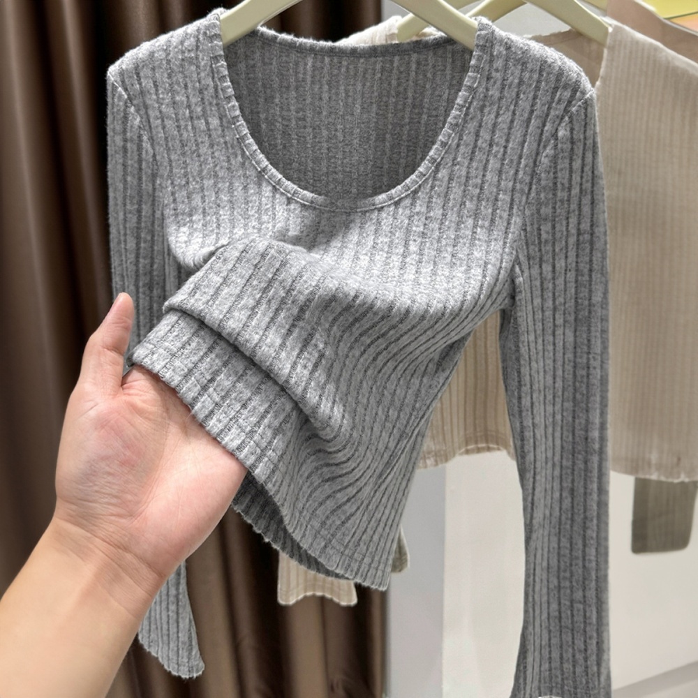 Pit stripe fresh Asian style knitted Casual tops for women