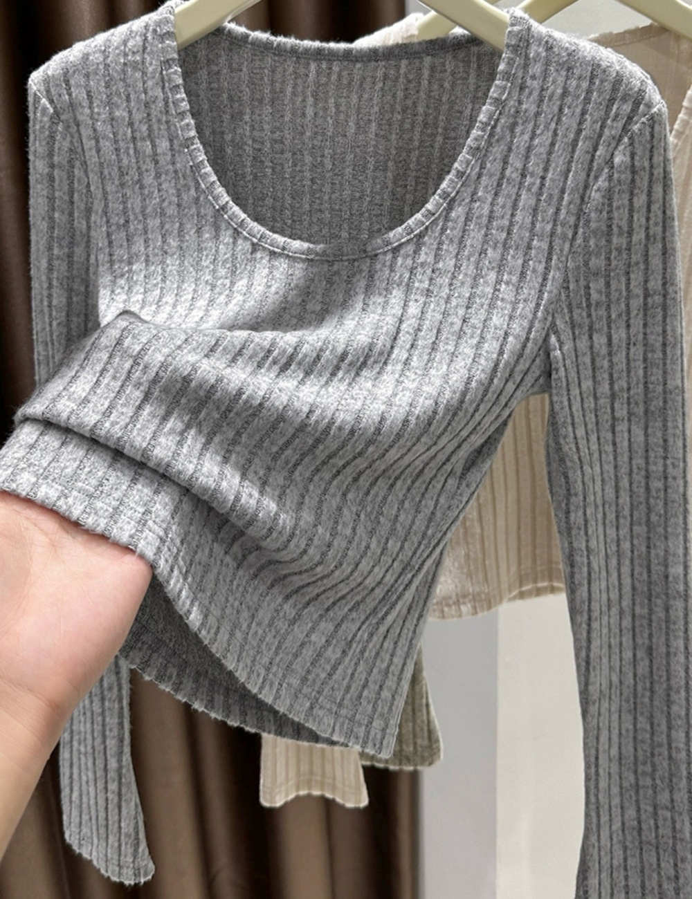 Pit stripe fresh Asian style knitted Casual tops for women