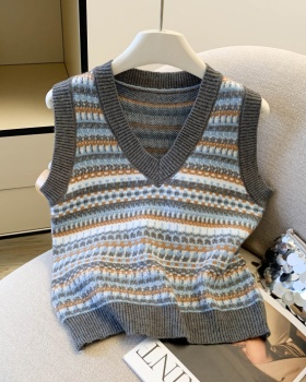 Jacquard waistcoat knitted sweater for women