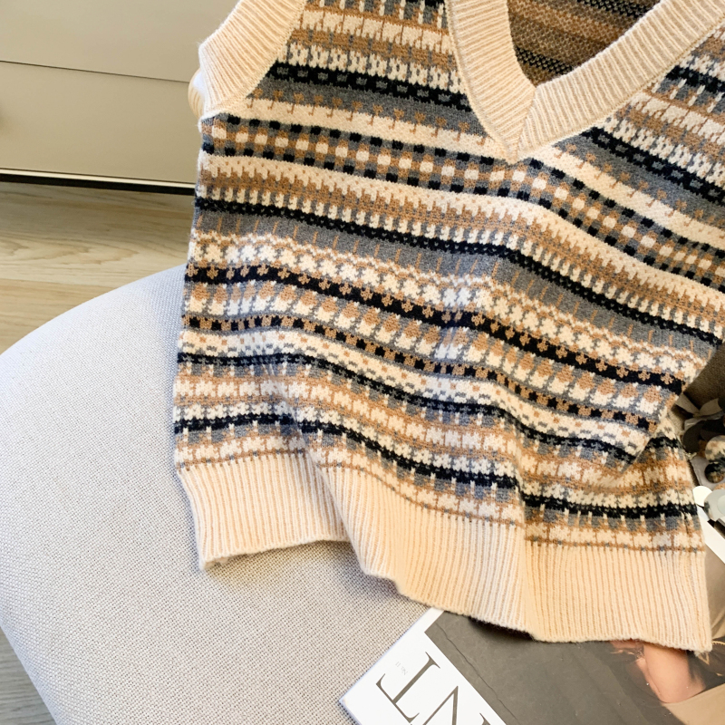 Jacquard waistcoat knitted sweater for women