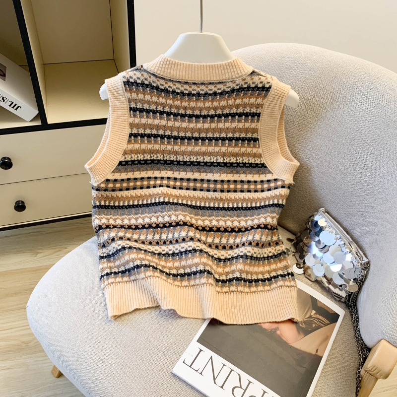 Jacquard waistcoat knitted sweater for women