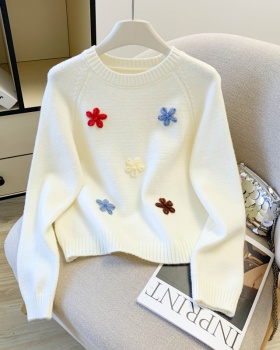 Pullover niche stereoscopic sweater thick flowers tops