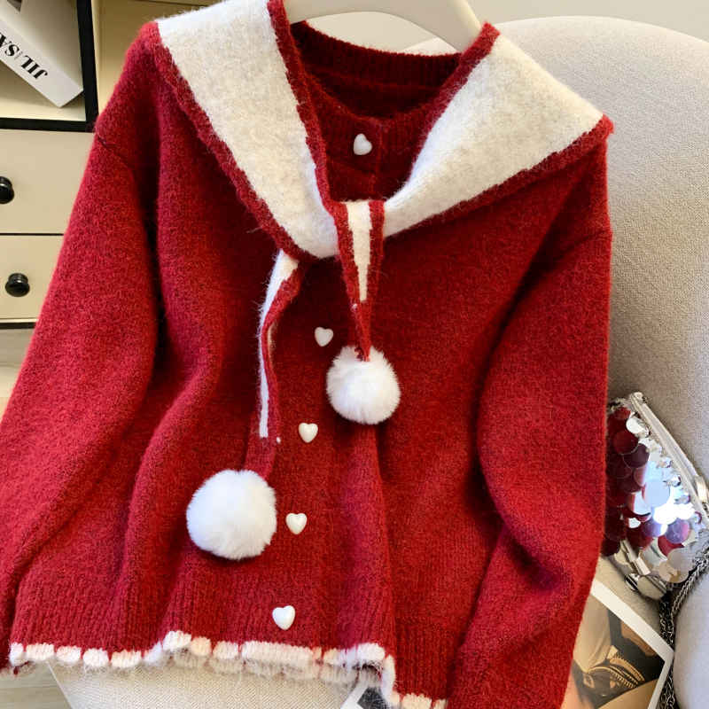 Fashion sweater all-match cardigan 2pcs set