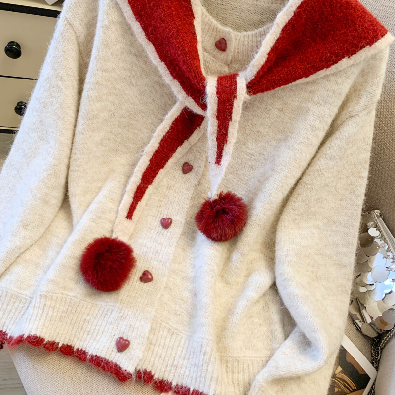 Fashion sweater all-match cardigan 2pcs set