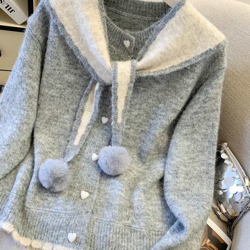 Fashion sweater all-match cardigan 2pcs set