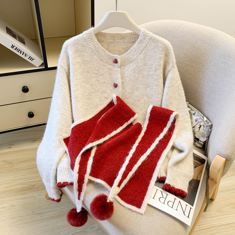Fashion sweater all-match cardigan 2pcs set