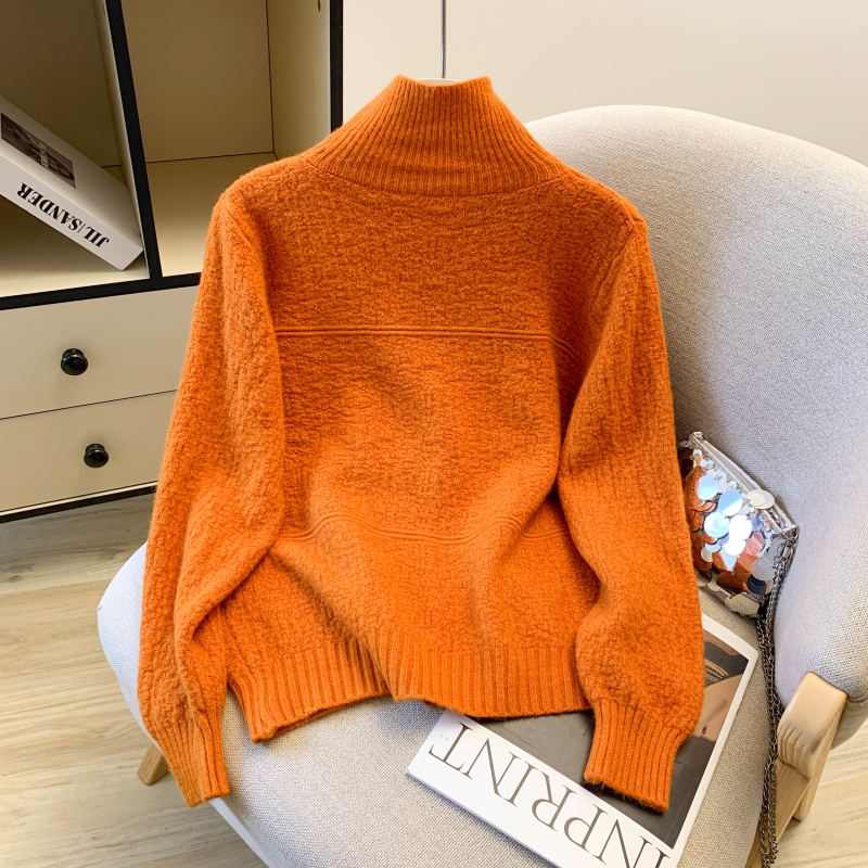 Pure coat high collar cardigan