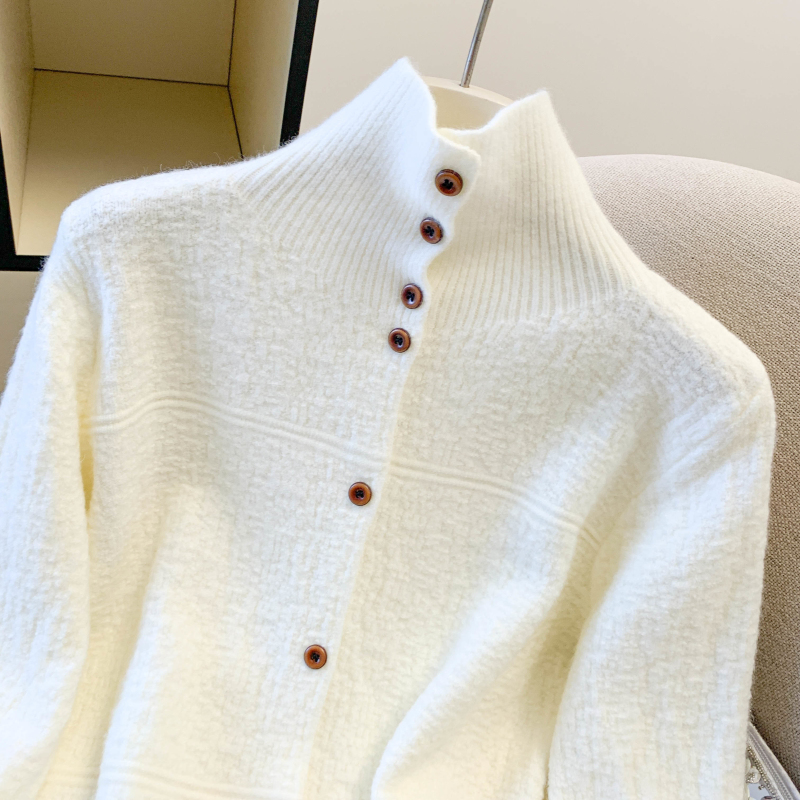 Pure coat high collar cardigan