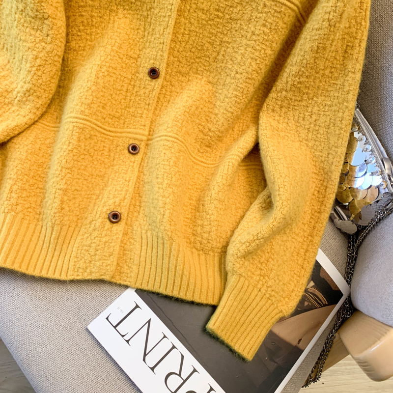 Pure coat high collar cardigan