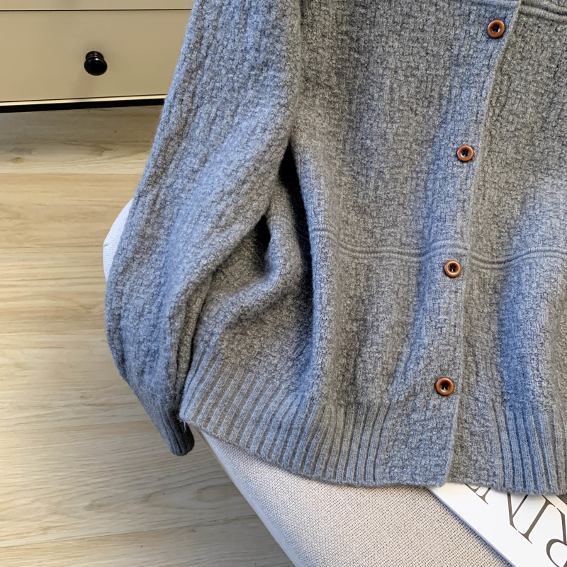 Pure coat high collar cardigan