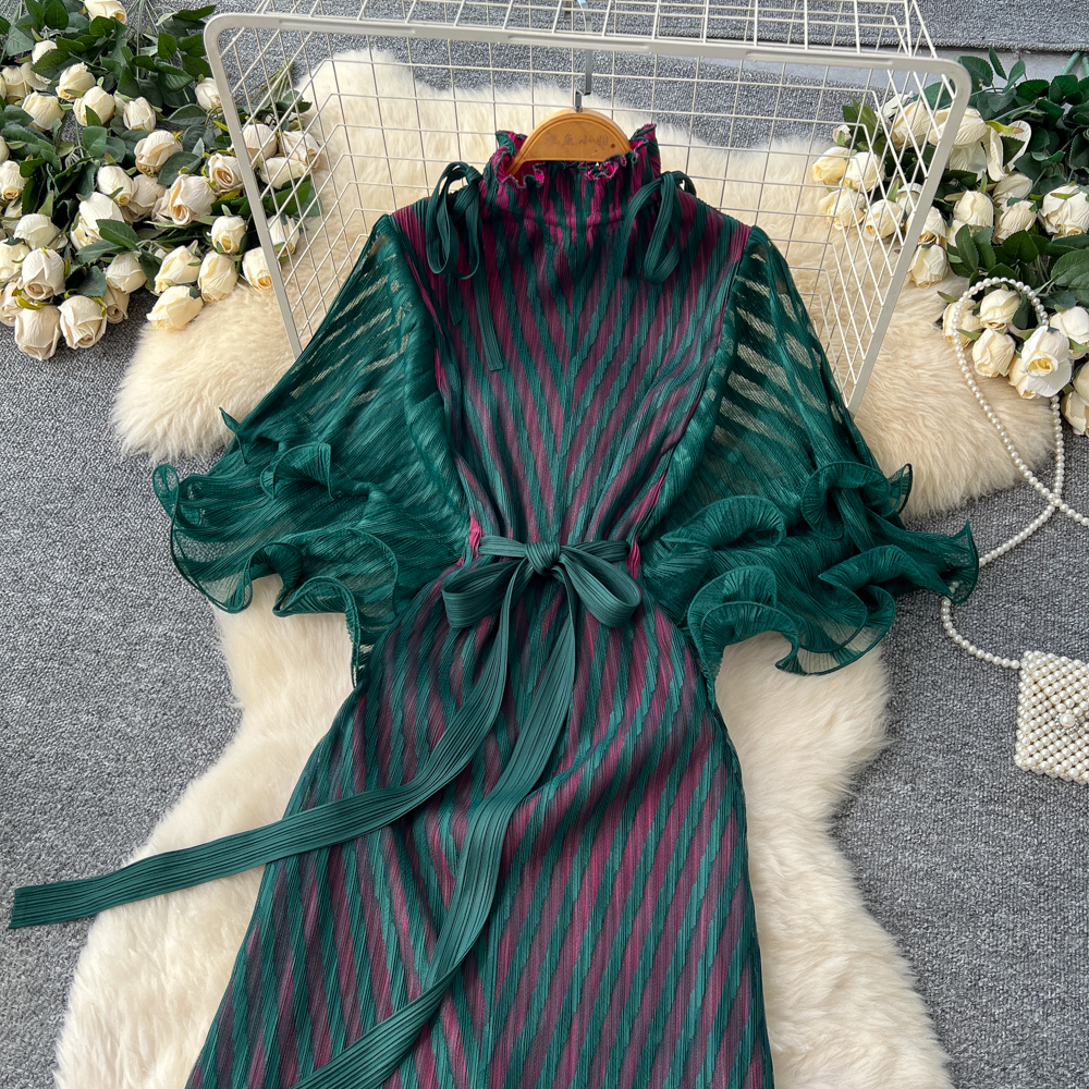 Trumpet sleeves long dress bandage dress for women