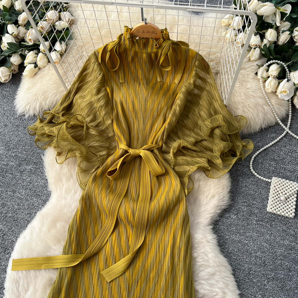 Trumpet sleeves long dress bandage dress for women