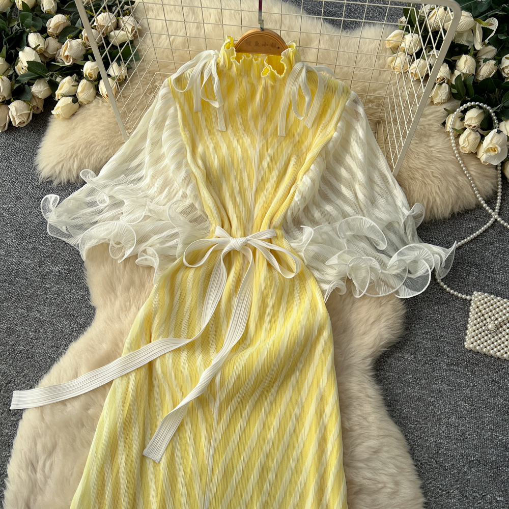 Trumpet sleeves long dress bandage dress for women