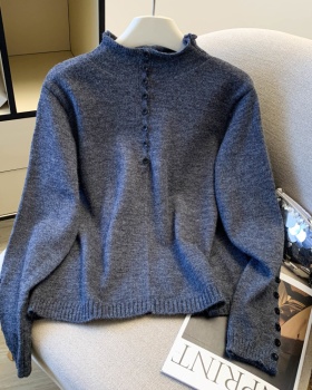 Niche bottoming tops half high collar many buckle sweater