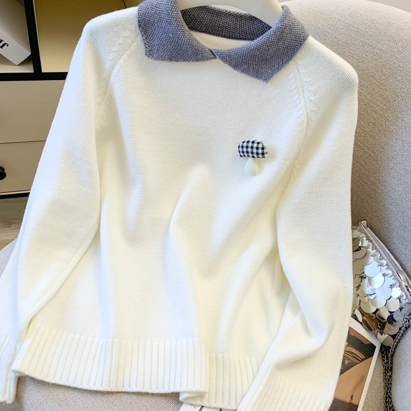 College style tops pullover bottoming shirt for women