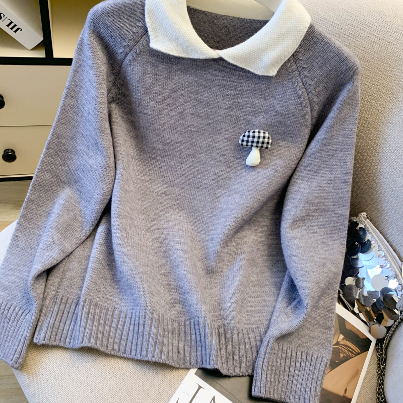 College style tops pullover bottoming shirt for women